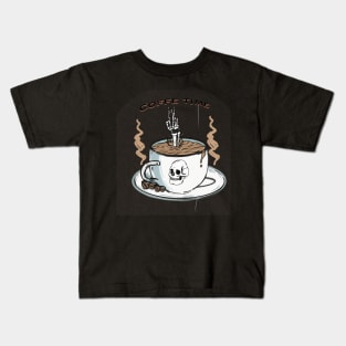 Coffee time with skeleton Kids T-Shirt